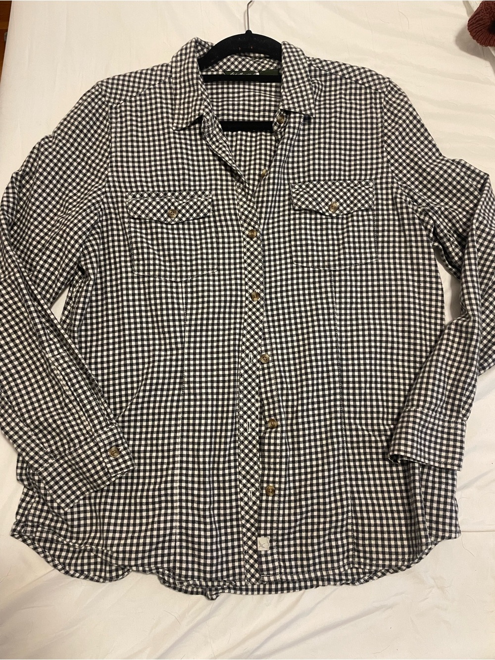 Vintage Eddie Bauer Black and White Gingham Button-Down Shirt